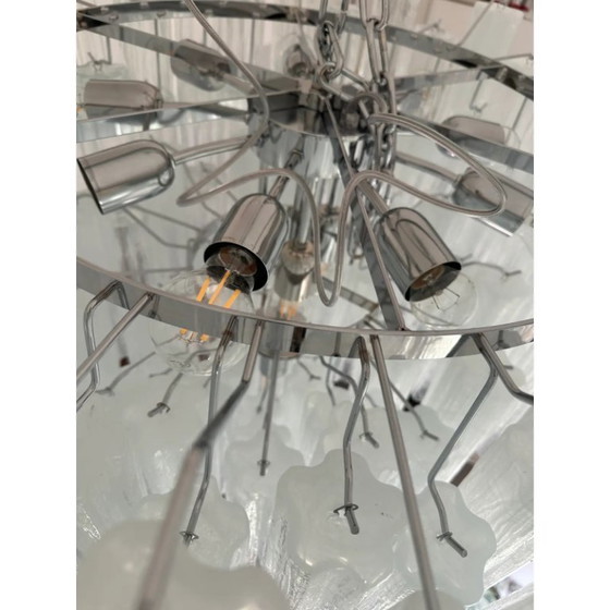 Image 1 of Lámpara de araña moderna grande veneciana de cristal de Murano Alabastro blanco Tronchi de Simoeng