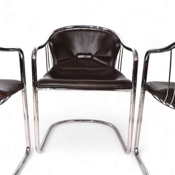 Image 1 of Set of 4 chrome dining chairs by Gastone Rinaldi for Thema, 1970