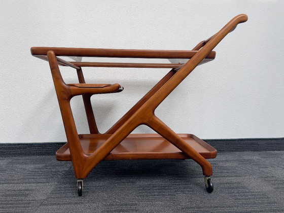 Image 1 of Elegant teak tea table with tray and glass top. Cassini, 1950's