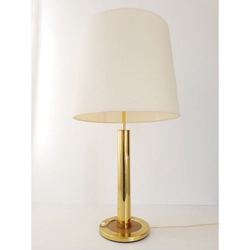 Lámpara de mesa vintage con base deslizante en latón dorado, 1970