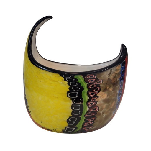 Centre de table décoratif en demi-lune Millefiori, verre de Murano, années 90 - Italie