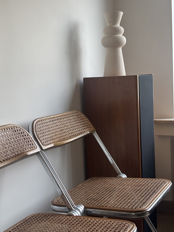 Ensemble de 4 chaises Plia conçu par Giancarlo Piretti – Castelli, Chaises pliantes, Chrome, Wood (photo 7 of 14)