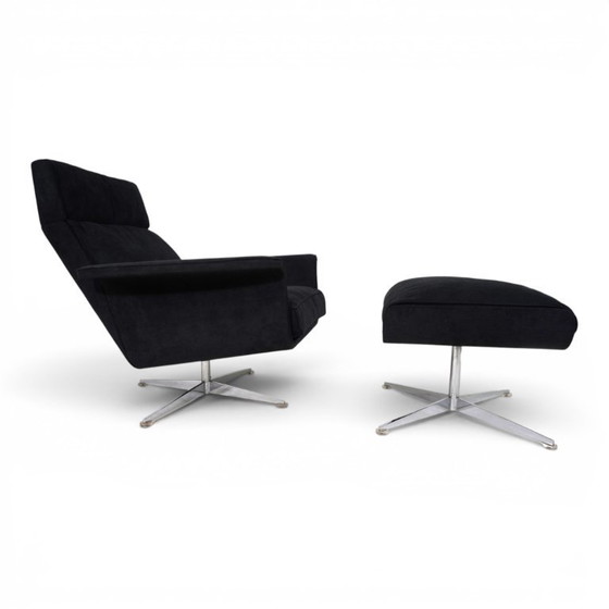 Image 1 of Sillón reclinable Kaufeld Siesta 62 con otomana, diseñado por Jacques Brule en 1960.