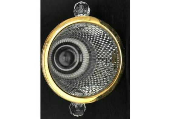 Image 1 of Vintage French Crystal Champagne Bucket, Golden Rim