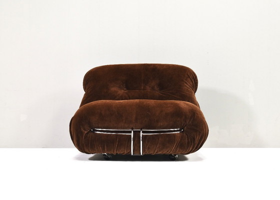 Image 1 of Silla Soriana en mohair marrón chocolate original de Tobia Scarpa para Cassina, Italia, circa 1960