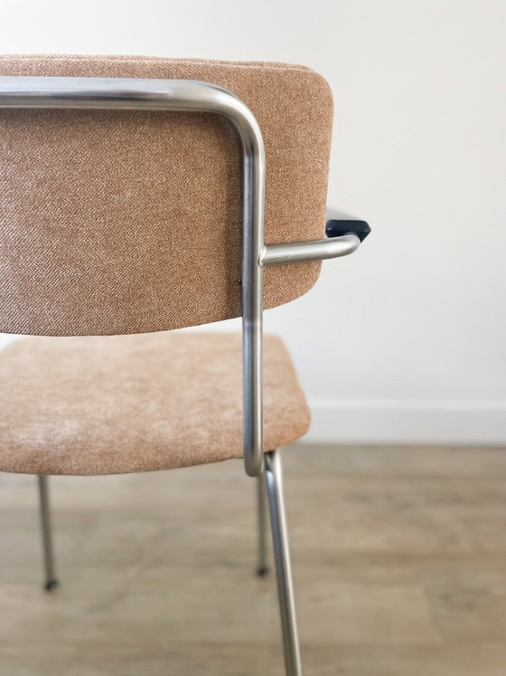 Gispen 1235 | appena rivestito | colore sabbia, Sedie da pranzo, Tessile, Metallo, Beige, Vintage (foto 6 di 7)