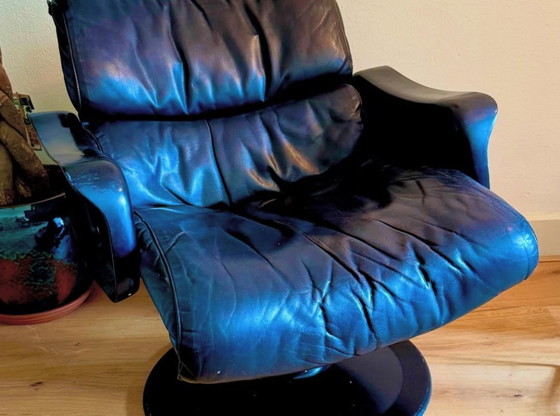 Image 1 of Black Saturn lounge chair designed by Yrjö Kukkapuro for Haimi Finland.