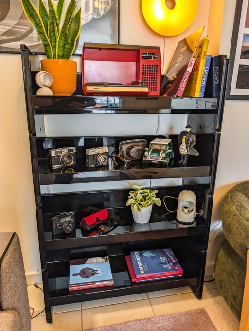 Jeep BBB Italia modulaire boekenkast, zwart, ontworpen door De Pas, Durbino, Lomazzo, jaren 70