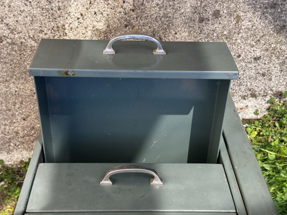 Scrivania compatta industriale vintage in metallo verde – Anni '50 – Scrivanie (photo 6 of 15)