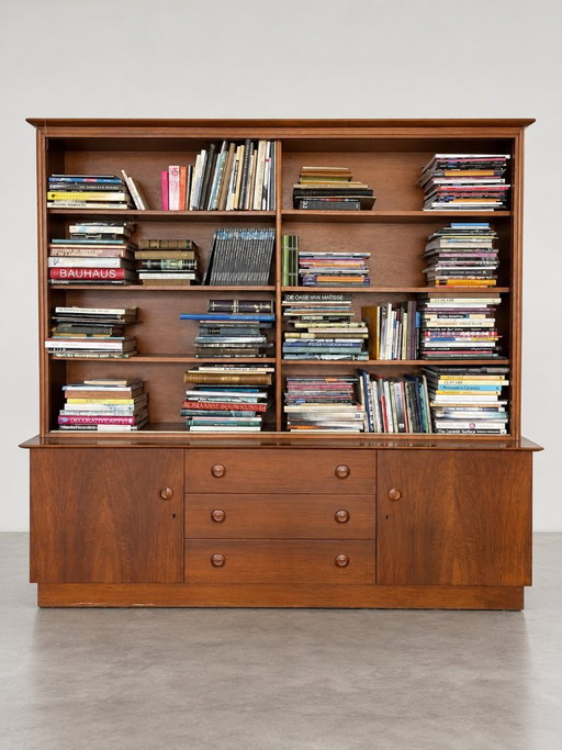 Bibliothèque en bois deux pièces, Mid-Century
