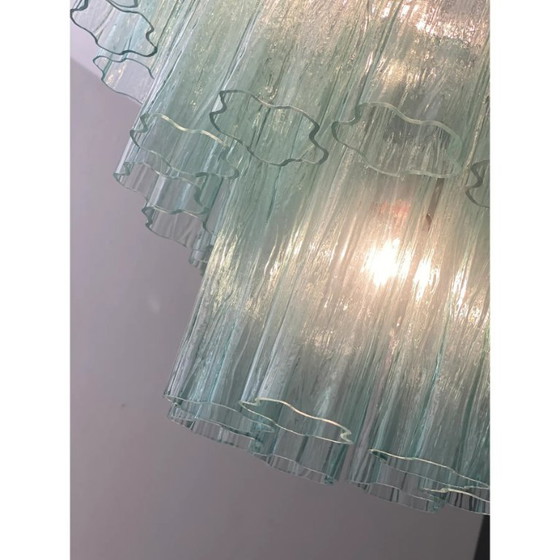 Image 1 of Eigentijdse groene “Tronchi” kroonluchter van Muranoglas in Venini-stijl