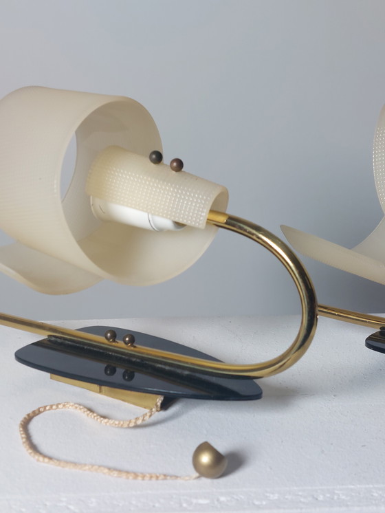 Image 1 of Coppia di lampade da parete vintage di metà secolo in ottone Geru