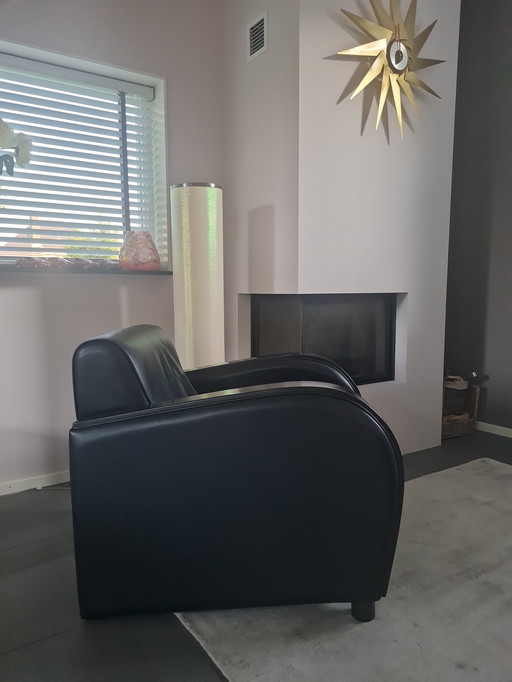 Fauteuil en cuir noir Dutch Design
