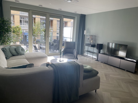 Image 1 of Pantini hoek bank leer/stof combinatie 