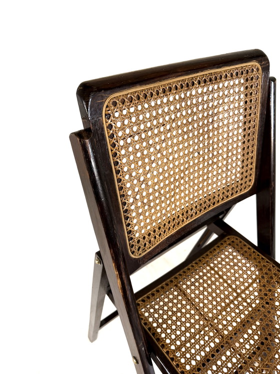 Image 1 of Ensemble de 4 chaises pliantes vintage en toile, Italie, années 60