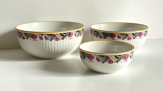 Image 1 of Insalatiere in porcellana MEHUN, decoro Art Déco