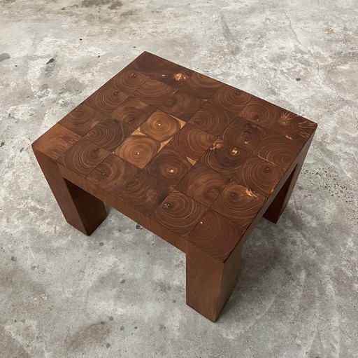 Brutalist Solid Wood Side Table