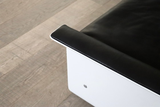 Image 1 of Dieter Rams Model 620 Three Seater Sofa in Black Leather for Vitsoe 1980s