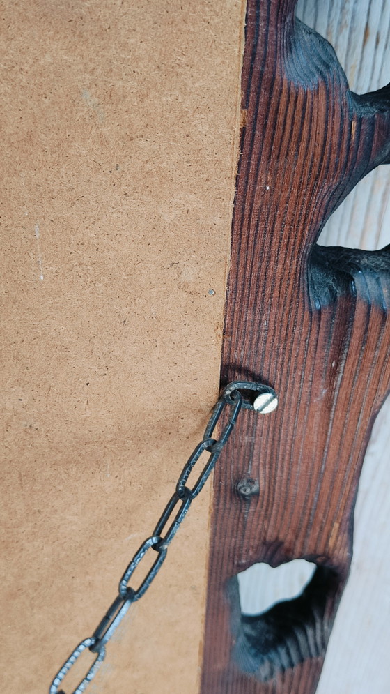 Image 1 of Brutalist vintage hand gesneden Zwarte woud spiegel