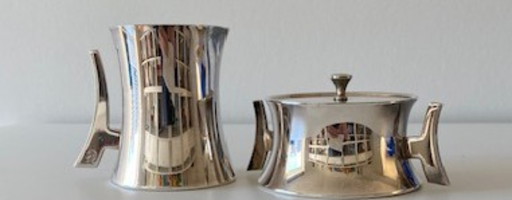 Douwe Egberts modernes Milchkännchen, Zuckerdose Zilverstad