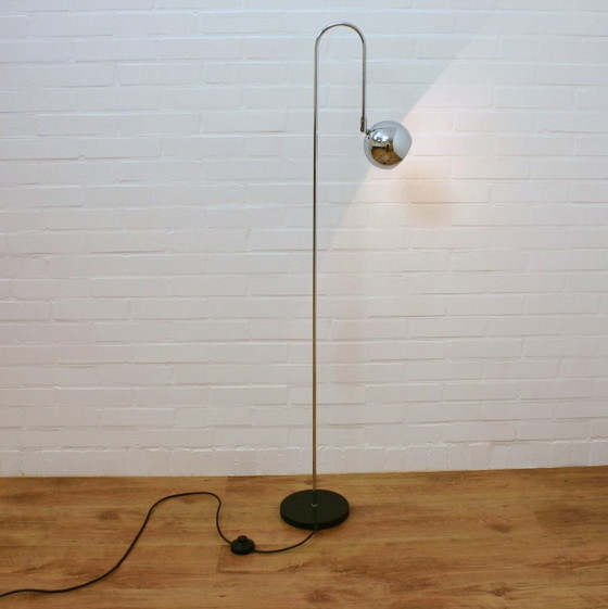 Image 1 of Vintage Nederlandse Chromen Boogvloerlamp | Minimalistisch Design | Jaren 60
