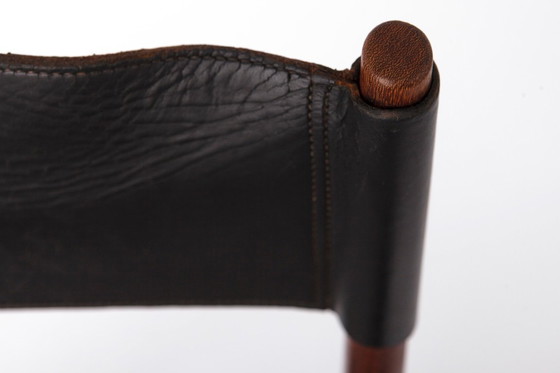 Image 1 of Set of 3 Helmut Magg Dining Chairs – Model 3024 for Deutsche Werkstätten, Mid Century Teak Chairs with Black Saddle Leather