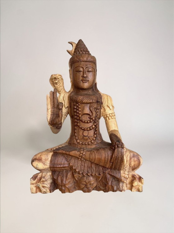 Sculpture de Bouddha en bois faite à la main – Statue décorative – 52 cm – Objets déco, Wood (photo 4 of 5)