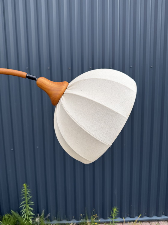 Lampada ad arco vintage in teak – Lampade da terra, Textile, Wood (photo 15 of 15)