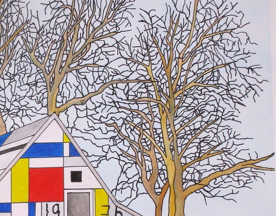 Image 1 of The 'Mondriaan' House (hand-painted)