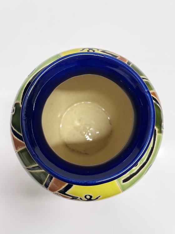 Glazed ceramic vase with African-inspired decoration, France, 1980s (photo 7 of 10)