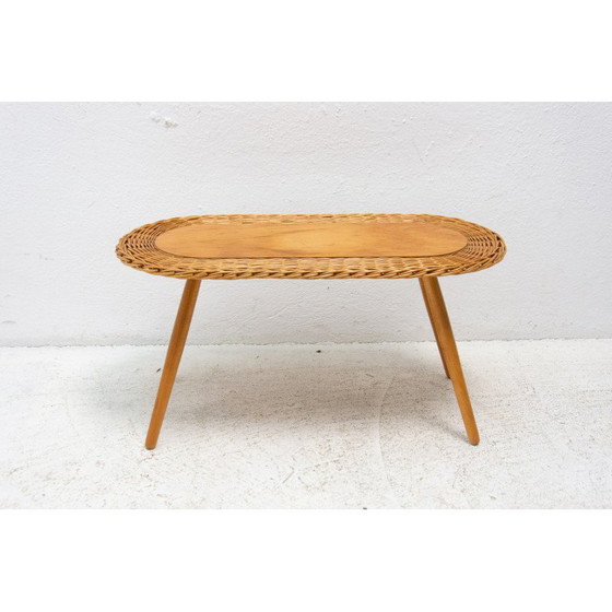 Image 1 of Mid century rattan stool by Jan Kalous for Úluv, Czechoslovakia 1960s