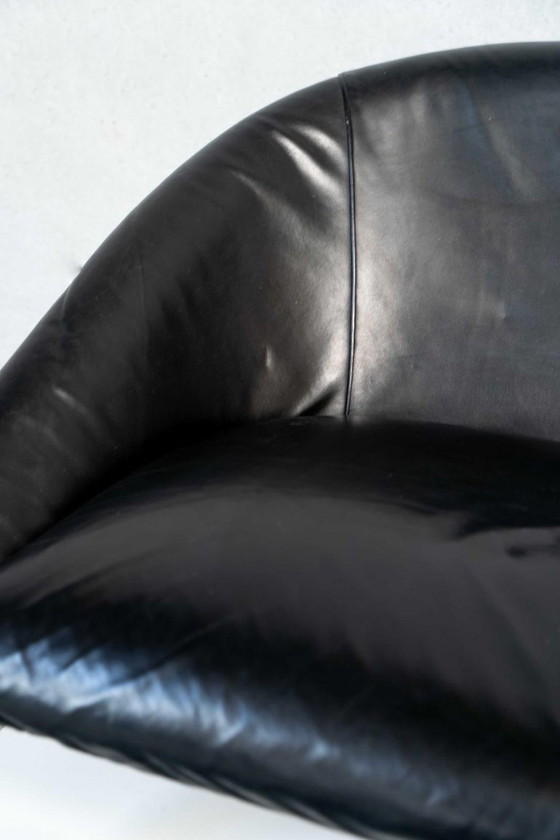 Image 1 of Black vintage leather sofa from the 1960s