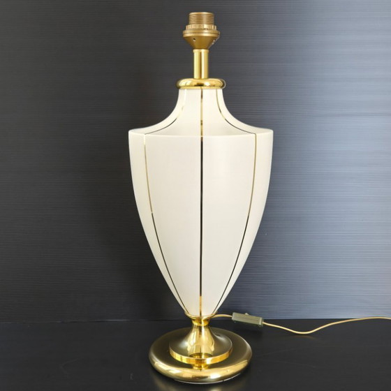 Image 1 of IMPORTANT VINTAGE 1970s AMPHORUS LAMP IN CERAMIC & GILT BRASS 70S TRANSVAAL