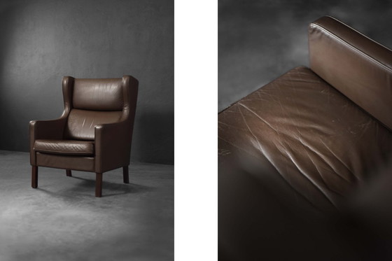 Image 1 of Poltrona danese moderna in pelle marrone di metà secolo, anni '60