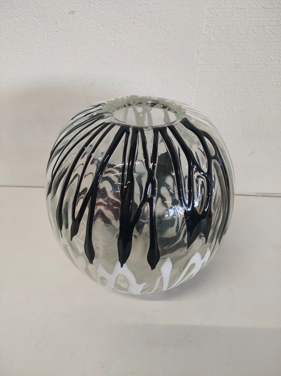 Image 1 of Vase sphérique fait main (Sphère) décoré de pâte de verre