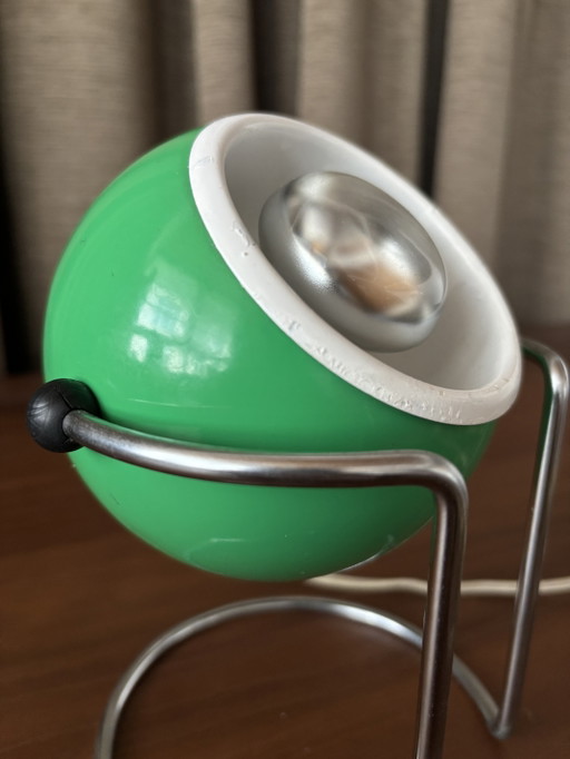 Vintage Eyeball table lamp — Space Age, green, 1970s – tafellampen, Chrome, Metal (photo 2 of 5)
