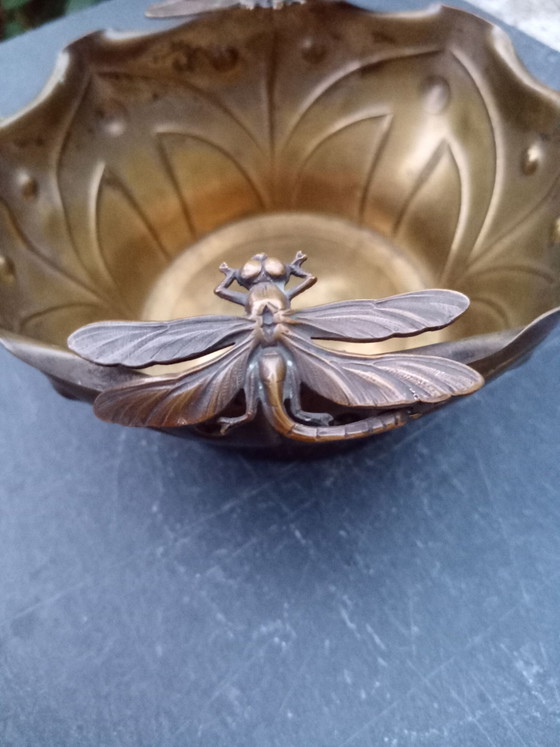 Art Nouveau Metal Dragonfly Catch-all, Decorative Objects, Gold (photo 3 of 6)