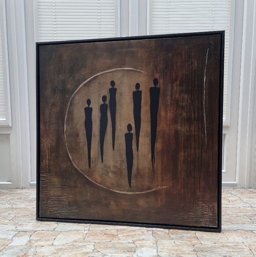 Frances Eckhardt - figurative painting hand-painted modern art 90x90 cm