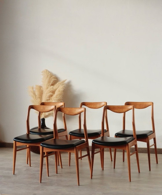 Image 1 of Set of 6 Vintage Scandinavian Teak Chairs – 1960s