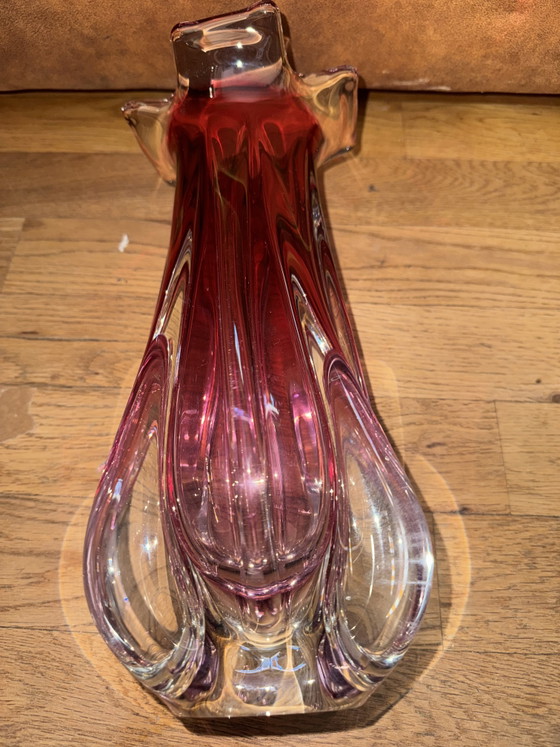Image 1 of Vaso vintage "Tulipano" in vetro artistico boemo - Josef Hospodka per Chřibská Sklárna (anni '60)