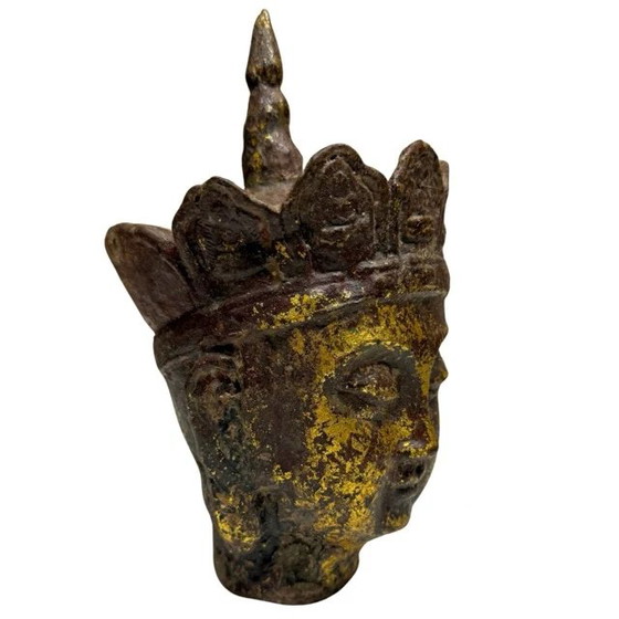 Paar Ksitigarbha (Dizang Pusa) Köpfe – Vergoldetes Gusseisen, China, 18.-19. Jahrhundert – Bildhauerei (photo 3 of 19)