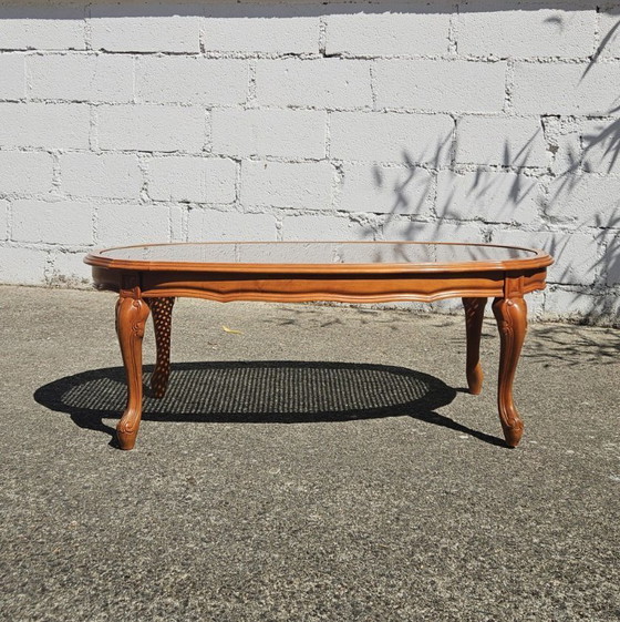 Image 1 of Big Oval Cane Glas Coffee Table From The 70s