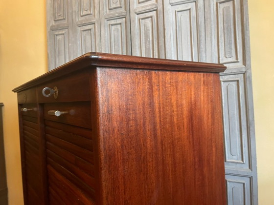 Roller shutter cabinet Filing cabinet Music cabinet Art Deco 1930 French – Storage cabinet, Aluminium (photo 8 of 15)