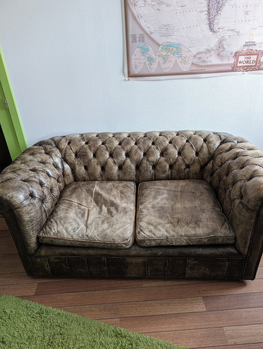 2 Vintage Chesterfield Sofas 2P