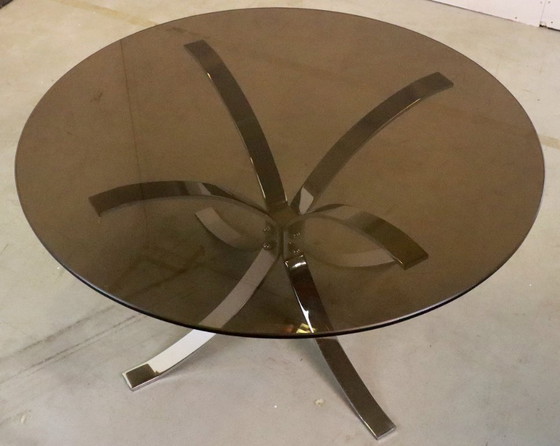 Image 1 of Tavolino vintage cromato con piano in vetro fumé 'Ostrau