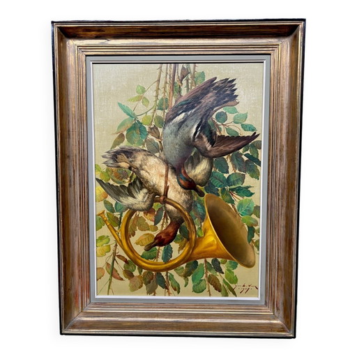 Hunting style painting. Oil on canvas. – schilderijen tekeningen