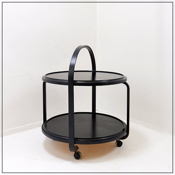 Image 1 of Chariot à boissons en bois de style milieu du XXe siècle avec une finition ébonisée 