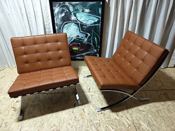 Image 1 of Sillones KNOLL Studio Barcelona (NUEVA Serie 2026) en piel natural (color coñac)