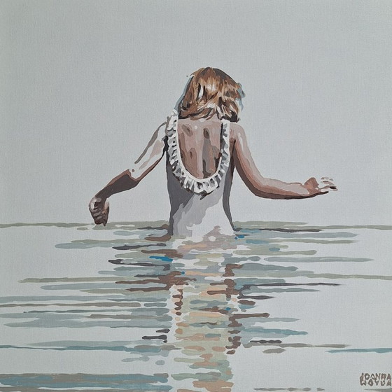 A Girl on the Beach, Painting, Acrylics on Canvas, Contemporary Artist – Paintings & Drawings, Wood (photo 5 of 5)