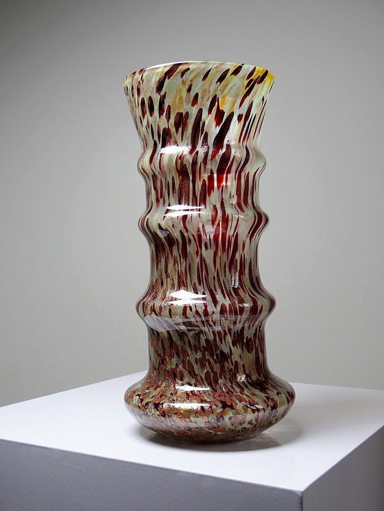 Image 1 of Vase Verre Moucheté Aventurine Copper Inclusions Art Deco Style Legras